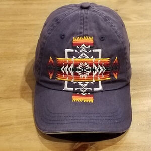 Vintage Pendleton Yellowstone Hat Cap Blue Southwestern Aztec Print One Size